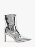 Dune Olexi Pointed Stiletto Boots, Silver, Black-patent
