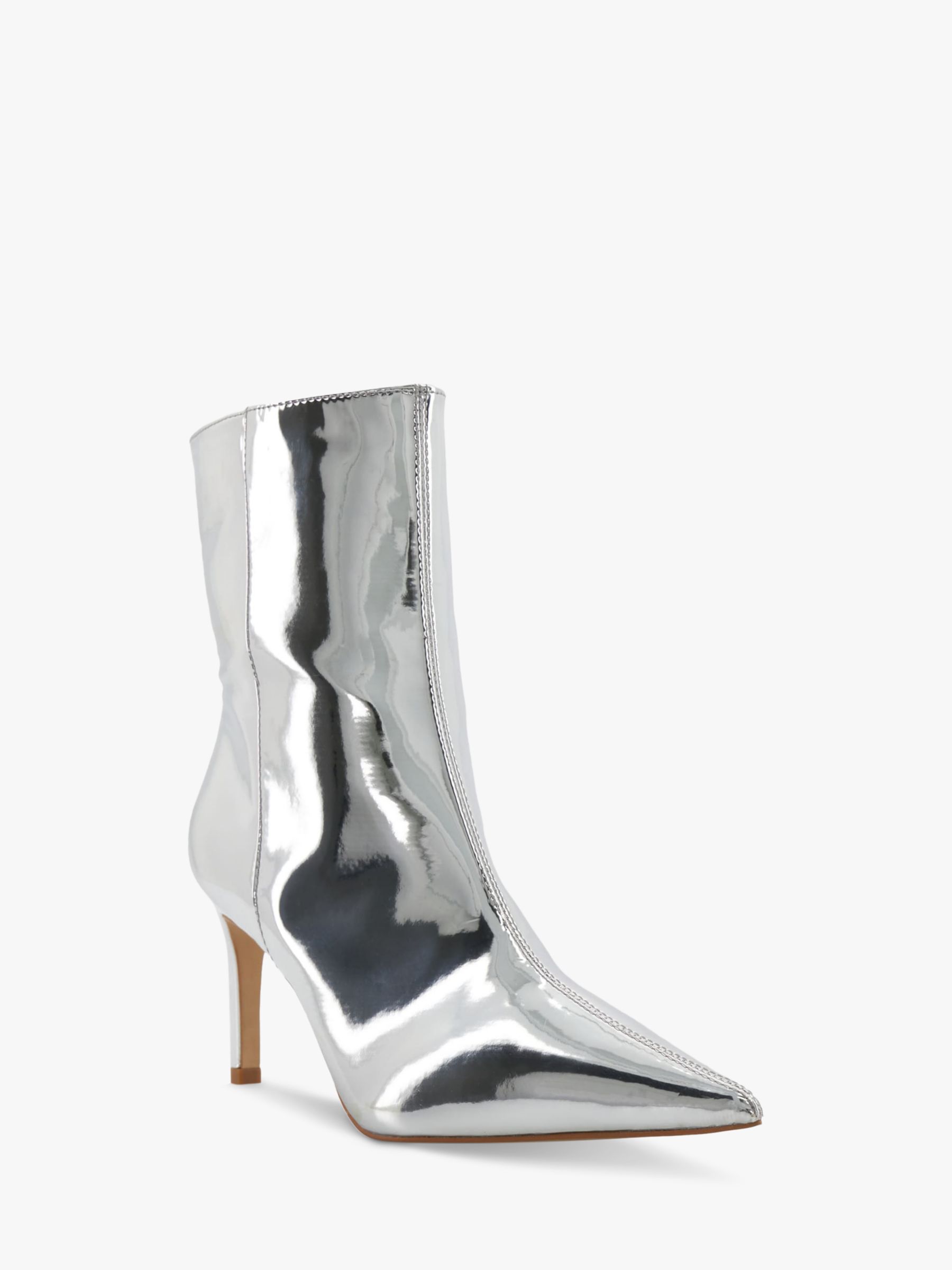 Dune Olexi Pointed Stiletto Boots, Silver at John Lewis & Partners