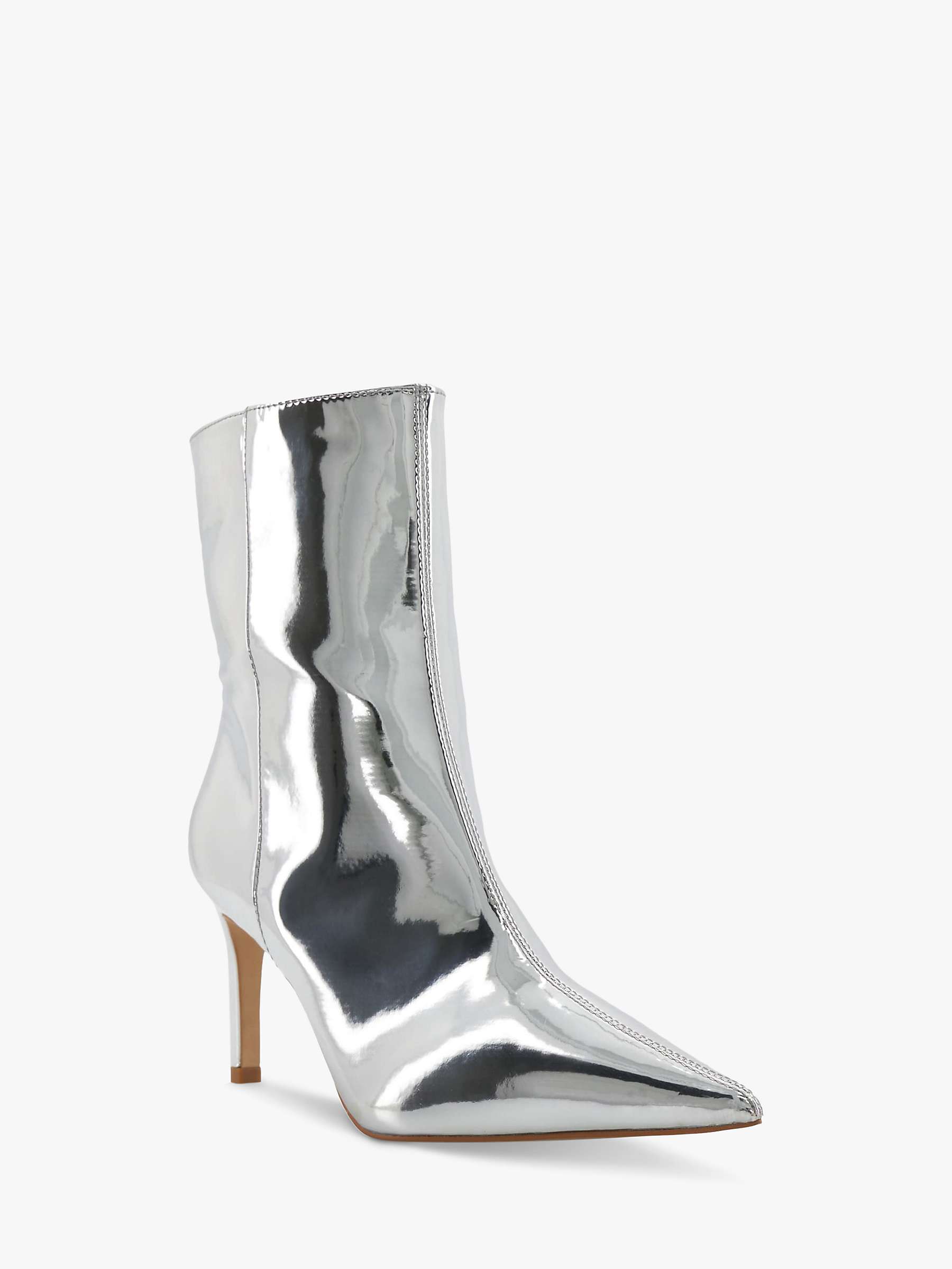 Buy Dune Olexi Pointed Stiletto Boots, Silver Online at johnlewis.com