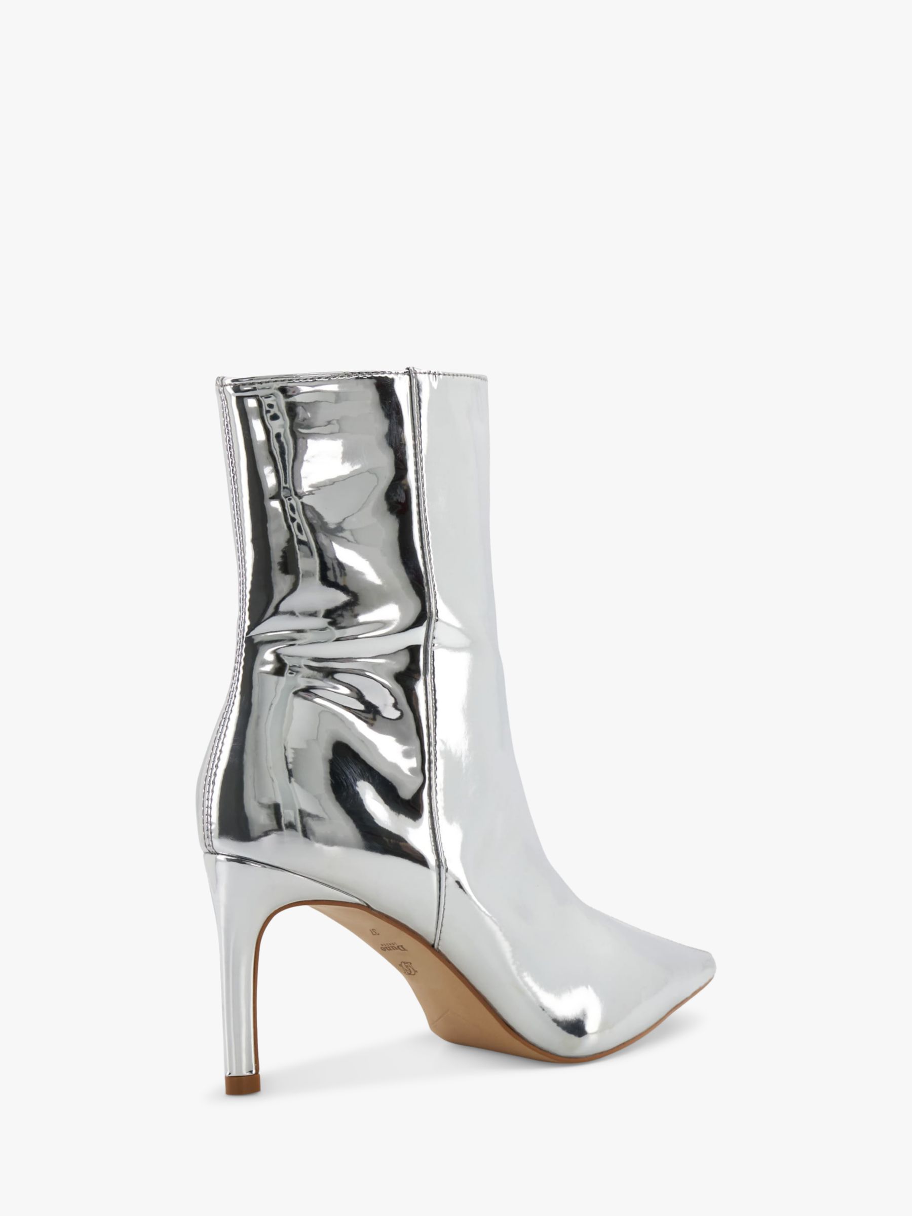 Dune Olexi Pointed Stiletto Boots Silver at John Lewis Partners