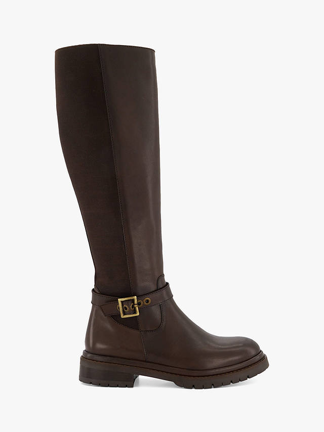 Dune Teller Leather Knee High Boots, Brown-leather