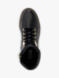Dune Pearlescent Leather Lace Up Ankle Boots, Black