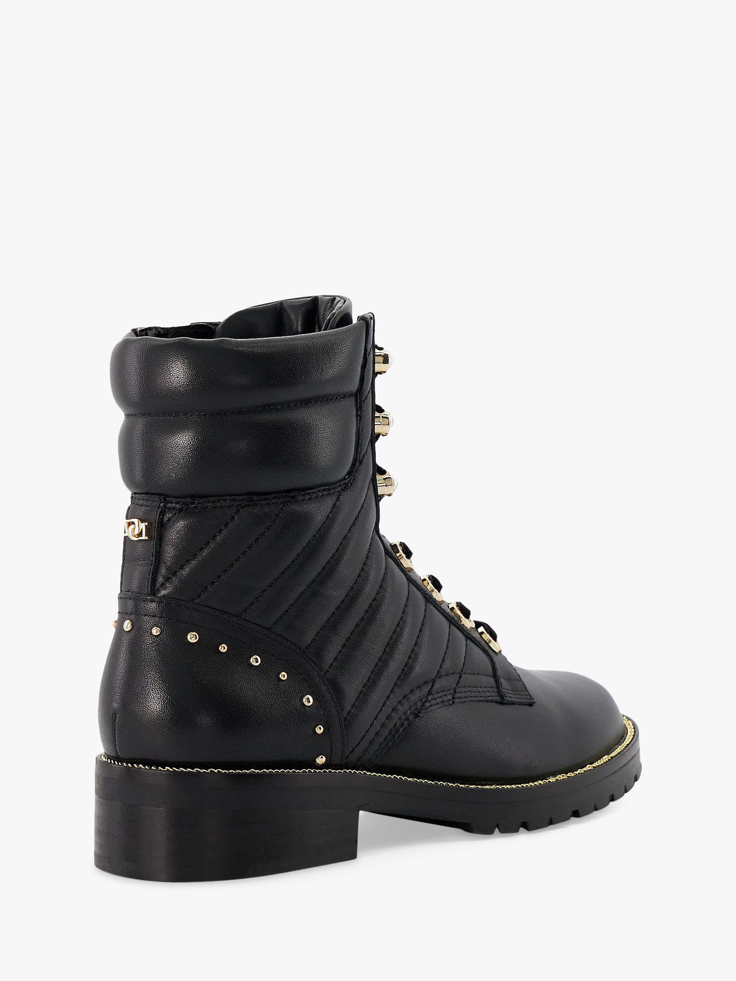 Buy Dune Pearlescent Leather Lace Up Ankle Boots, Black Online at johnlewis.com