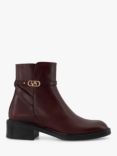 Dune Praising Leather Ankle Boots, Burgundy