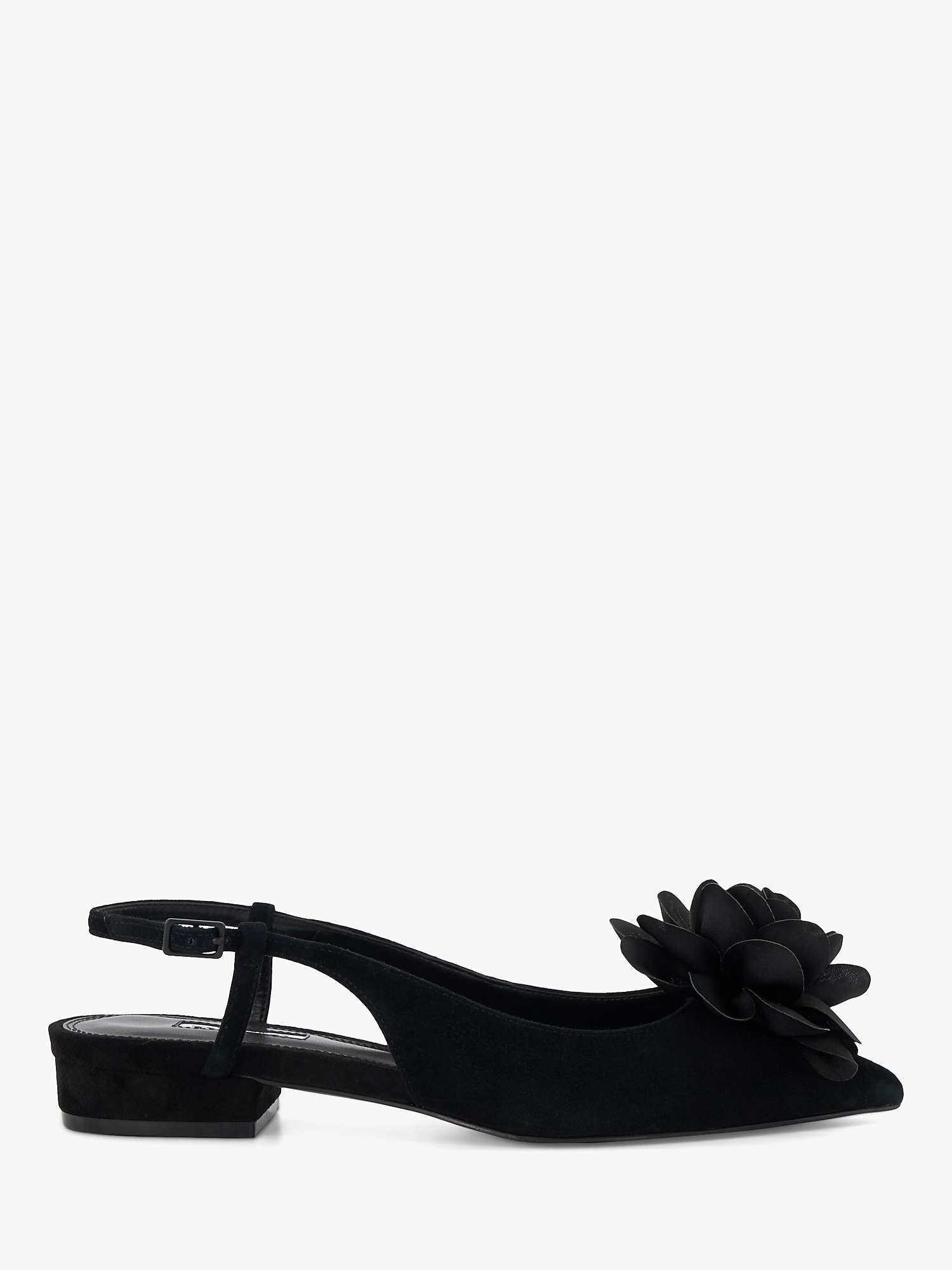 Dune Harperr Suede Ballerina Shoes, Black at John Lewis & Partners