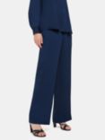 Whistles Ellis Satin Wide Leg Trousers, Navy