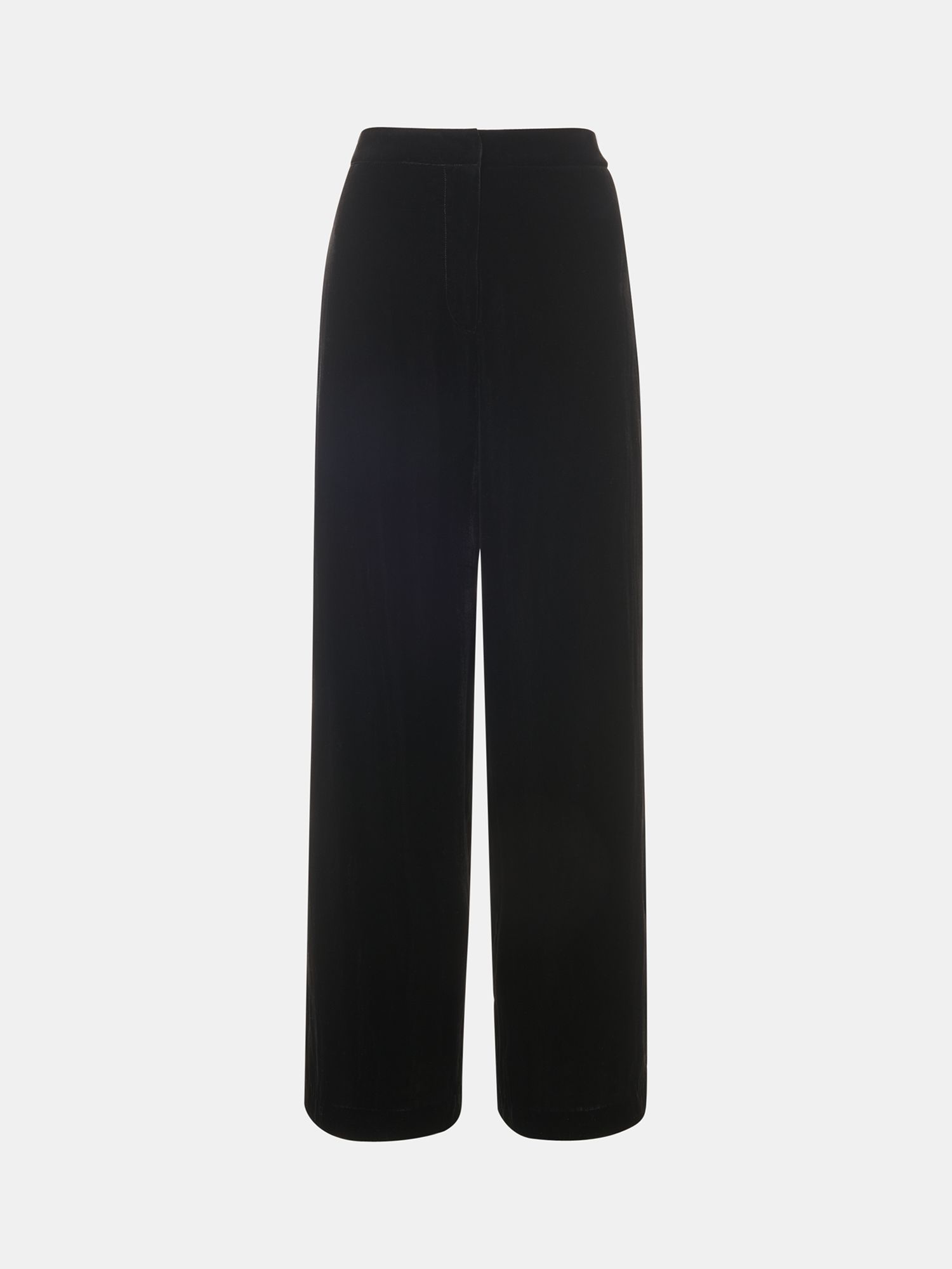 Whistles Petite Full Length Velvet Trousers, Black at John Lewis & Partners