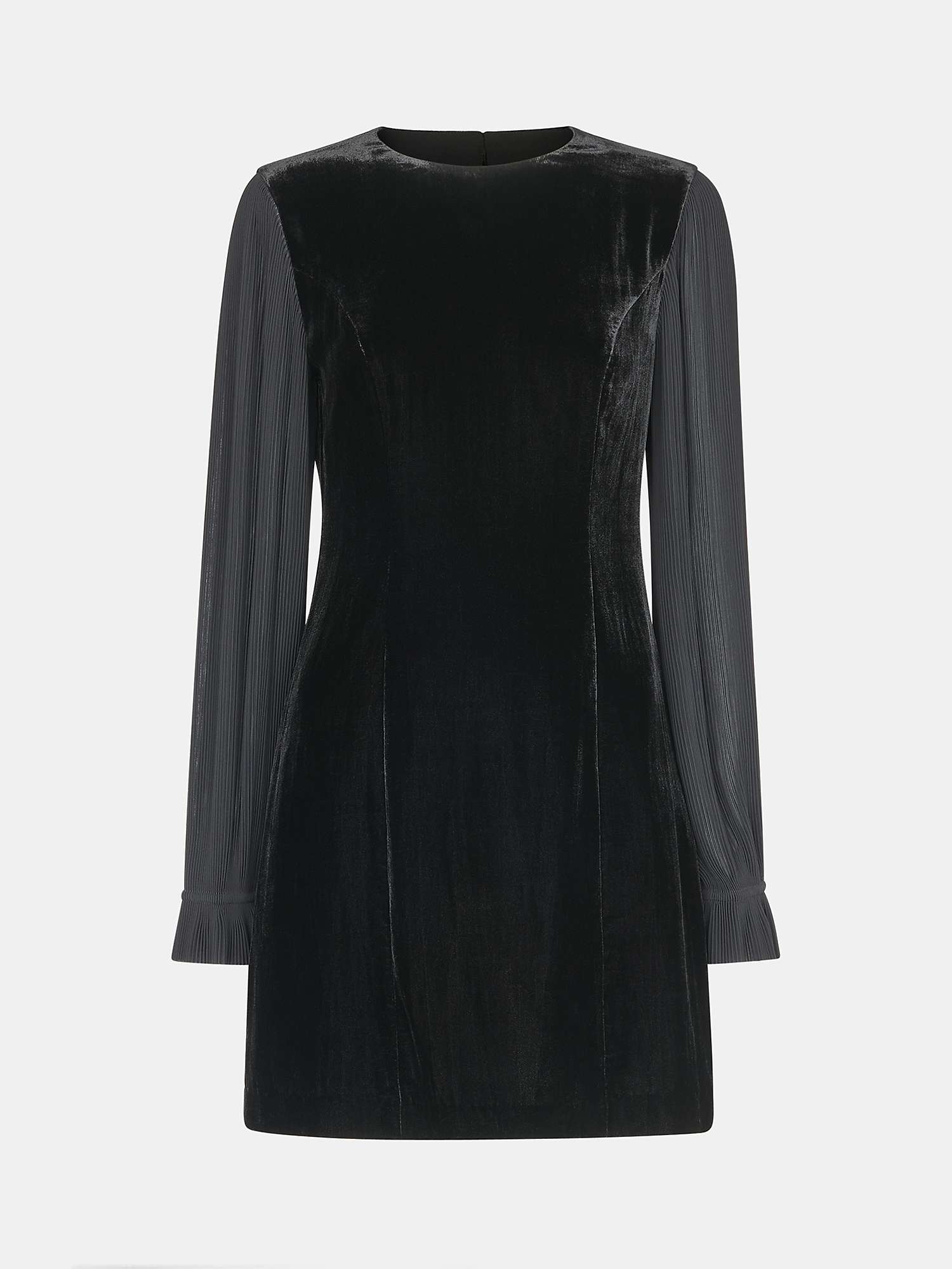 Buy Whistles Petite Velvet Pleated Puff Sleeve Mini Dress, Black Online at johnlewis.com
