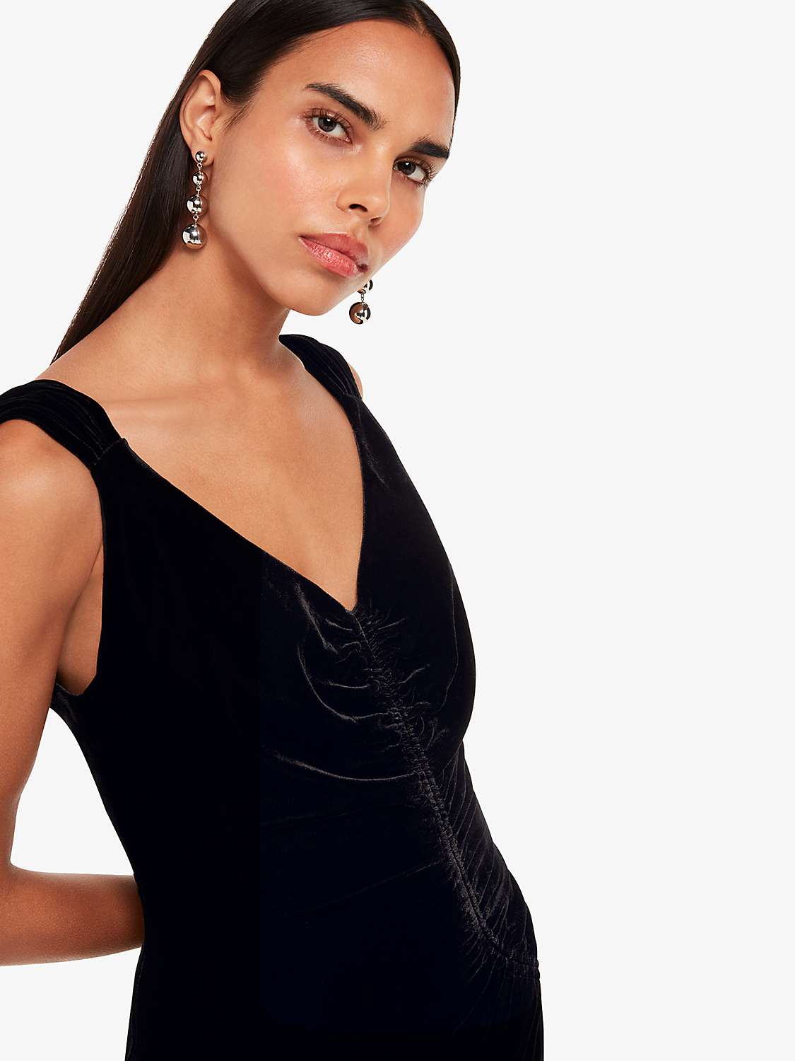 Buy Whistles Draped Velvet Midi Dress, Black Online at johnlewis.com