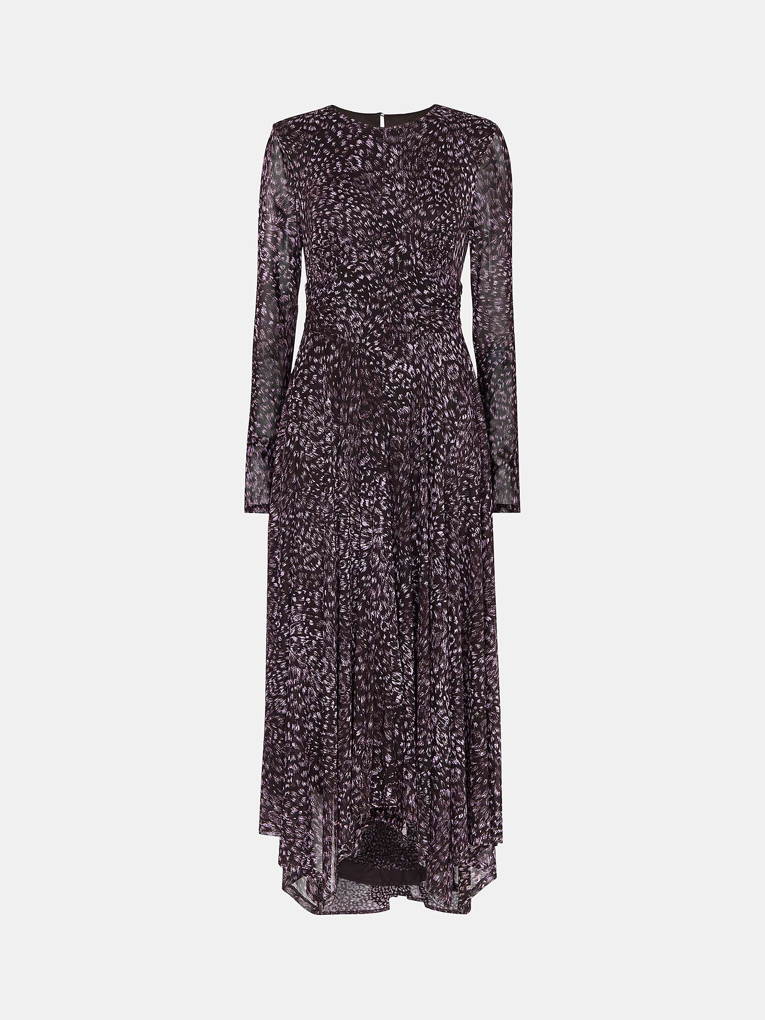 Buy Whistles Feather Leopard Mesh Midi Dress, Purple/Multi Online at johnlewis.com