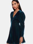 Whistles Charley Velvet Flippy Mini Dress, Teal