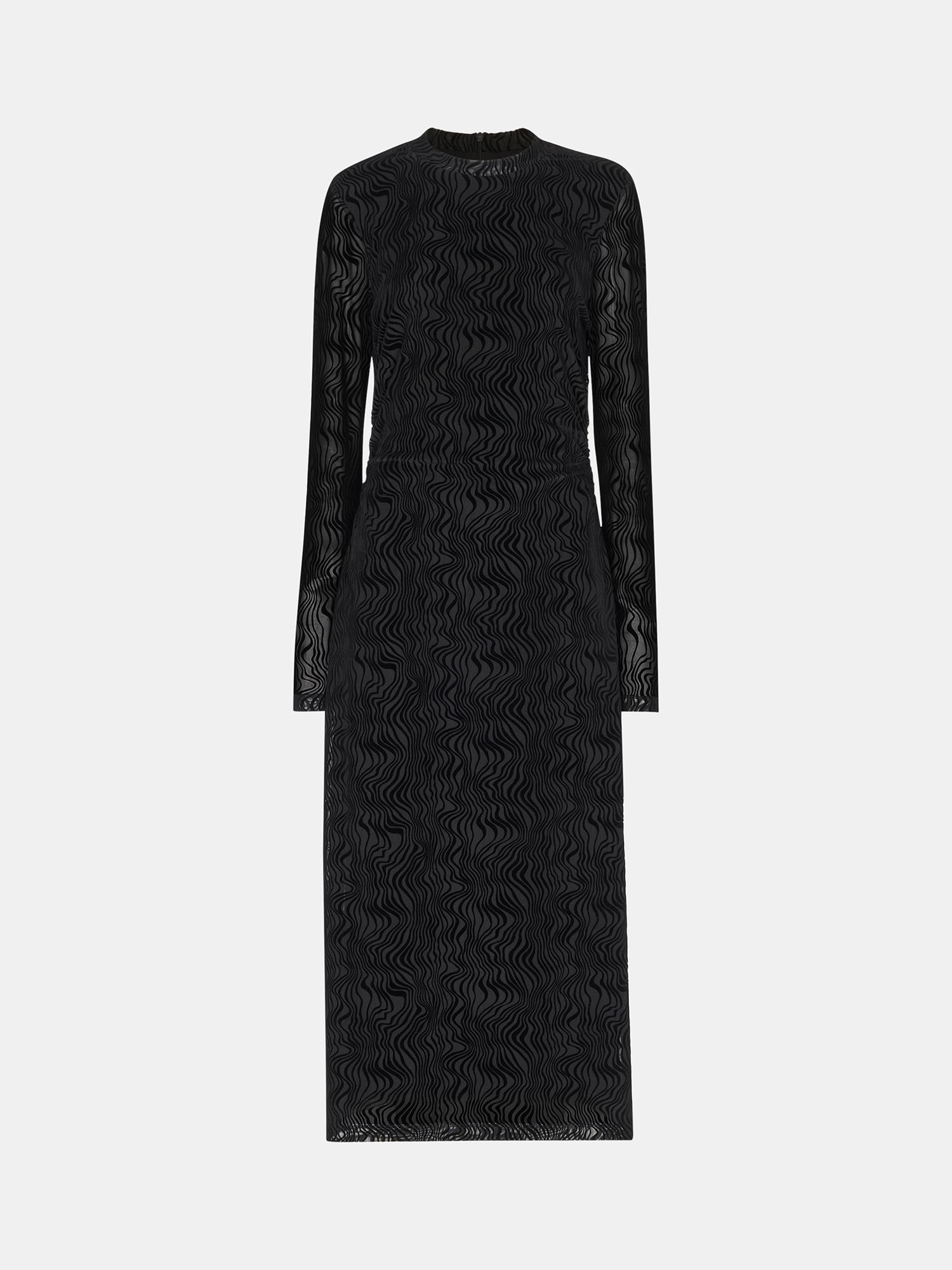 Whistles Optical Wiggle Mesh Mini Dress, Black at John Lewis & Partners