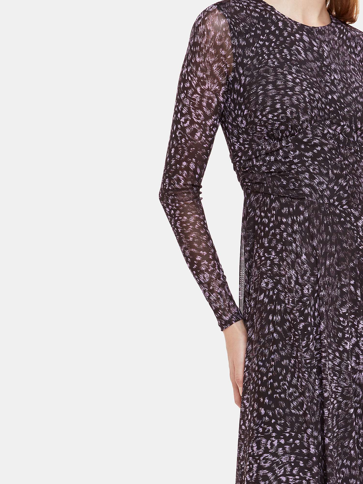 Buy Whistles Petite Feather Leopard Mesh Dress, Purple/Multi Online at johnlewis.com