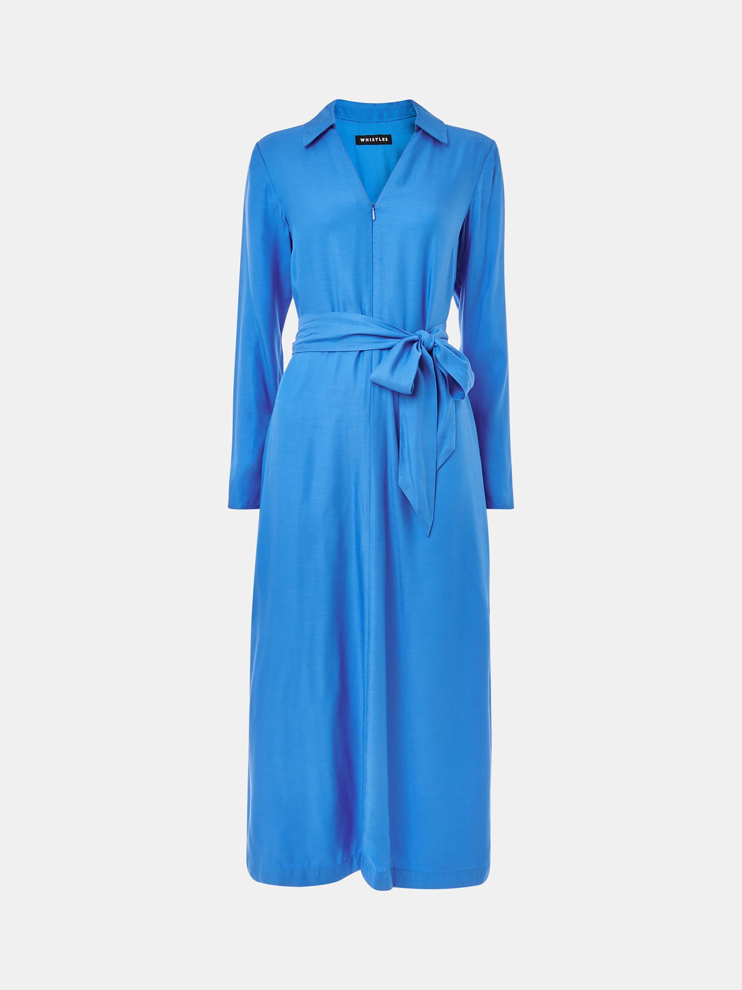 Whistles Tillie Tie Midi Dress, Blue at John Lewis & Partners