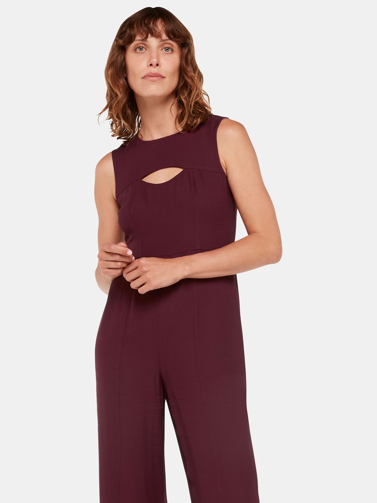 Buy Whistles Harley Cut Out Jumpsuit, Burgundy Online at johnlewis.com