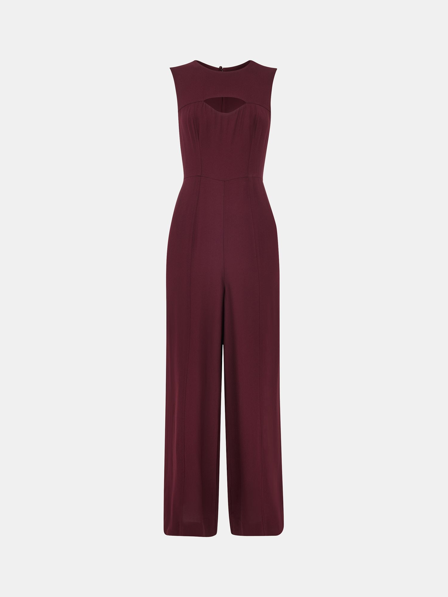 Whistles Harley Cut Out Jumpsuit, Burgundy at John Lewis & Partners