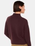 Whistles Wool Double Trim Funnel Neck Jumper, Burgundy