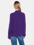 Whistles Wool Mix Ribbed Funnel Neck Jumper, Purple