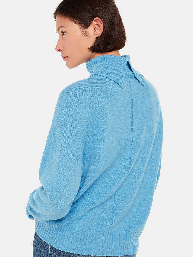 Whistles Wool Roll Neck Jumper, Blue