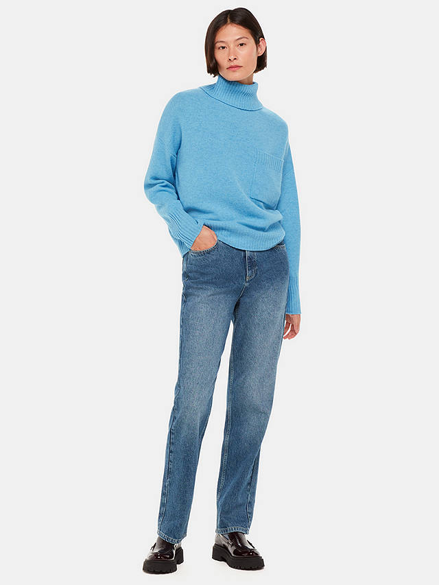 Whistles Wool Roll Neck Jumper, Blue