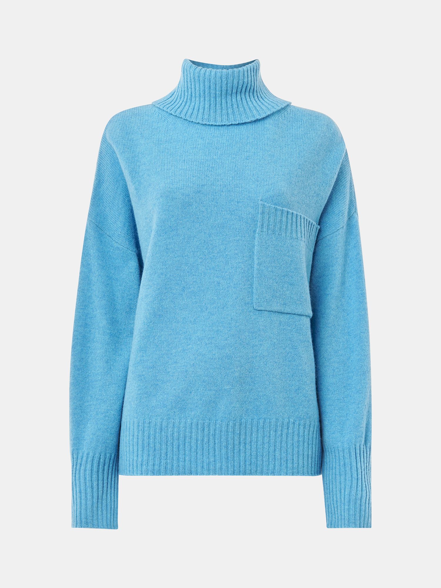 Whistles Wool Roll Neck Jumper, Blue at John Lewis & Partners
