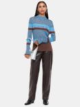 Whistles Stripe Sparkle High Neck Jumper, Multicolour