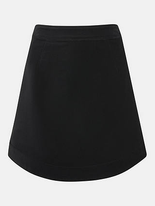 Whistles Petite Velvet Curved Hem Mini Skirt, Black