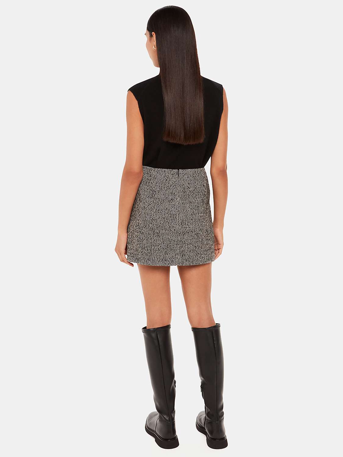 Buy Whistles Herringbone Wool Blend Mini Skirt, Brown/Multi Online at johnlewis.com