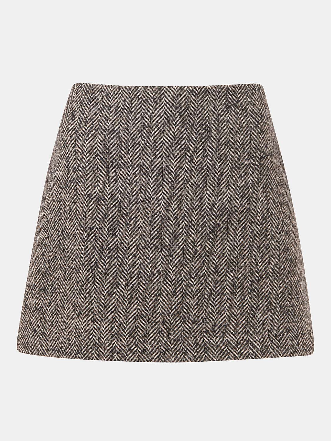 Buy Whistles Herringbone Wool Blend Mini Skirt, Brown/Multi Online at johnlewis.com