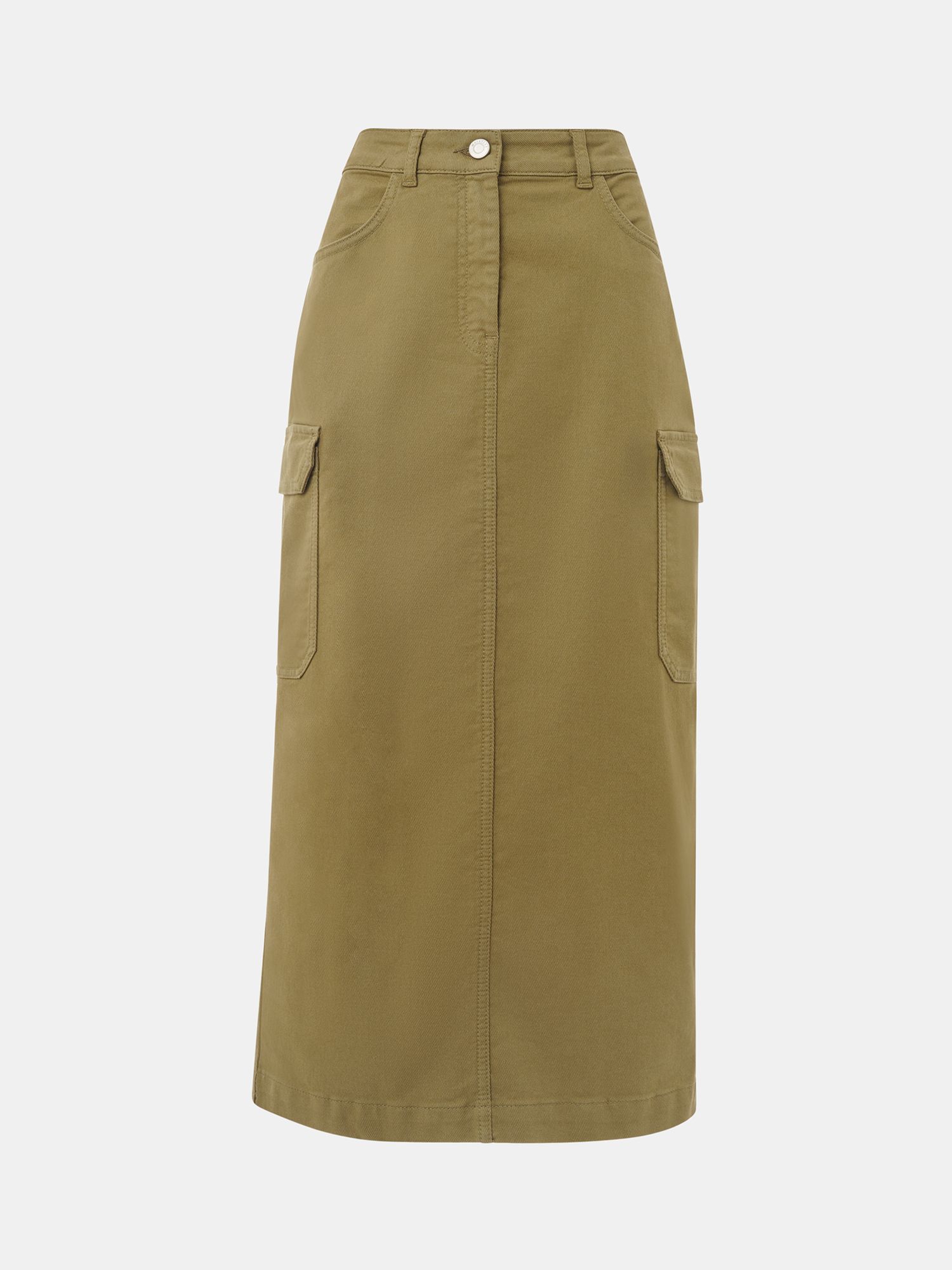 Whistles Tessa Cargo Midi Skirt, Khaki at John Lewis & Partners