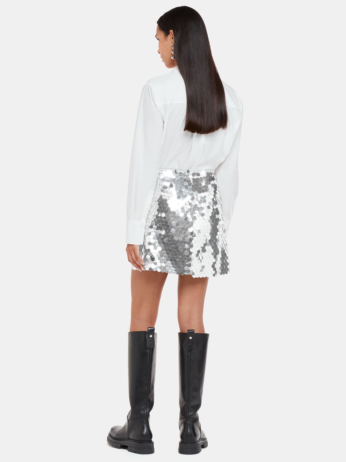 Buy Whistles Sequin Disc Mini Skirt, Silver Online at johnlewis.com