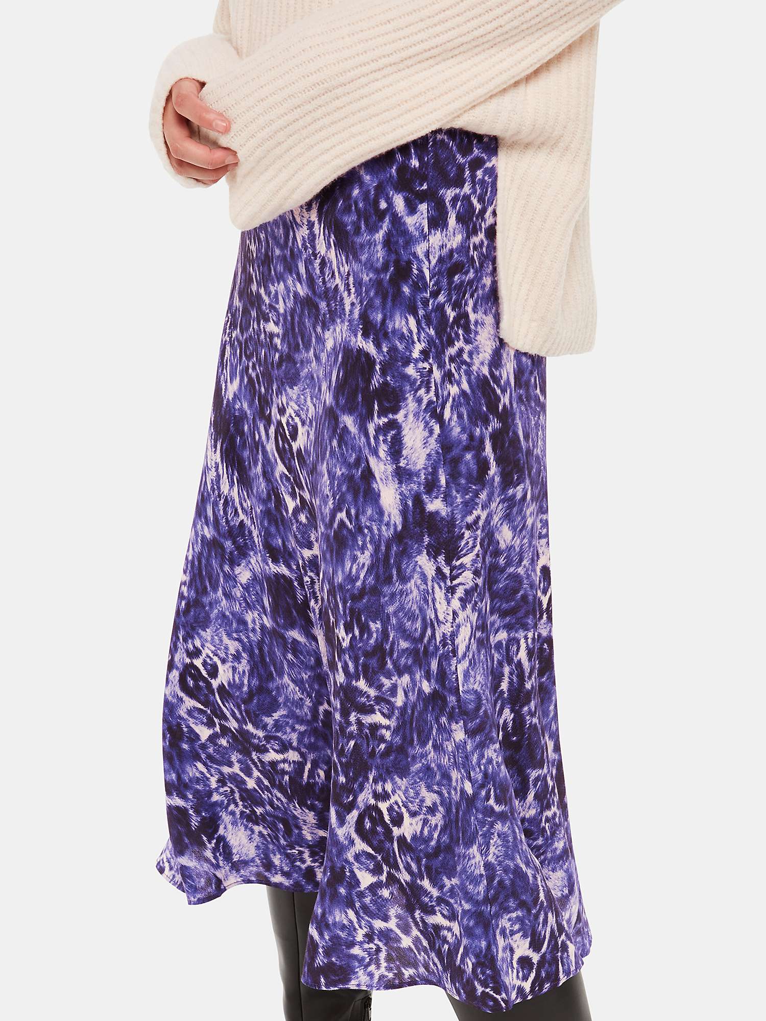 Buy Whistles Glossy Leopard Print Bias Cut Midi Skirt, Purple/Multi Online at johnlewis.com
