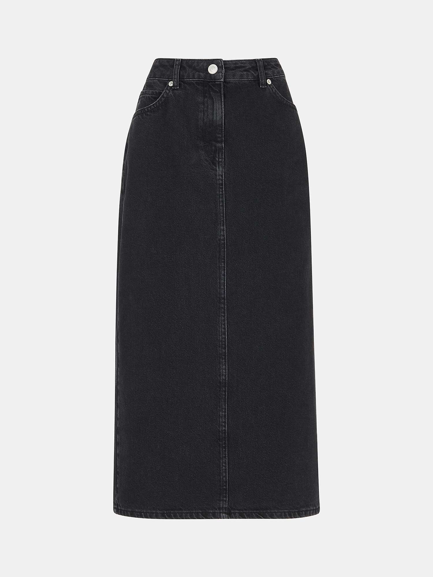 Buy Whistles Straight Denim Midi Skirt, Washed Black Online at johnlewis.com