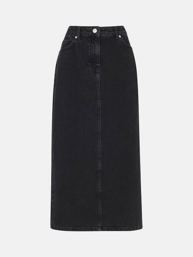Whistles Straight Denim Midi Skirt, Washed Black