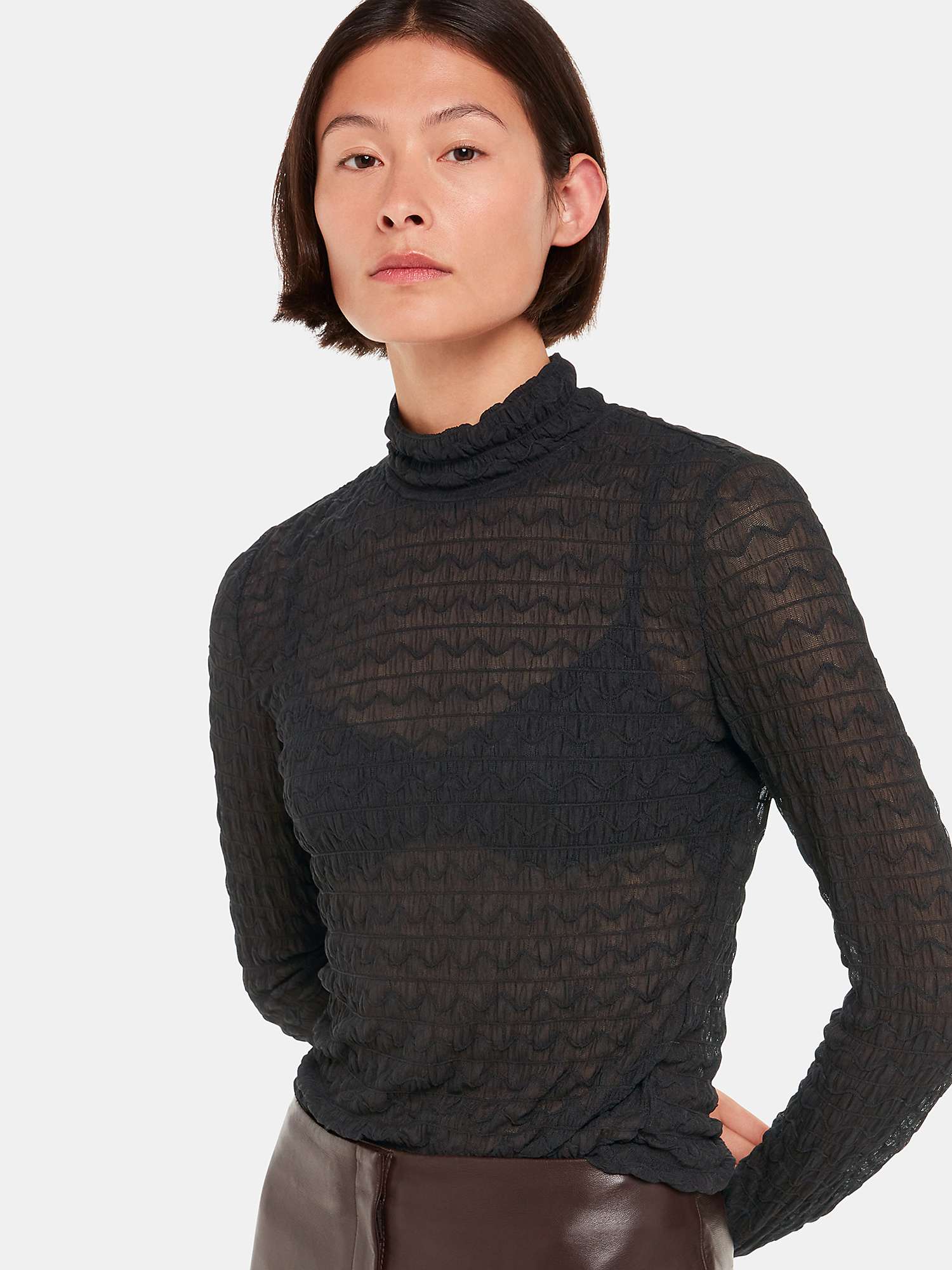Buy Whistles Textured Ruched Roll Neck Top Online at johnlewis.com