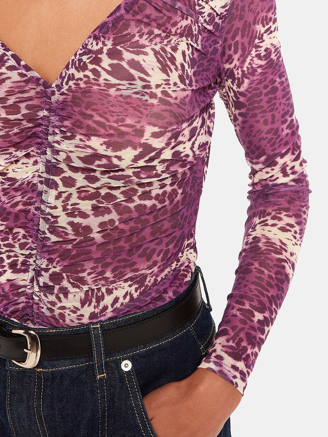 Buy Whistles Sahara Leopard Mesh Top, Pink/Multi Online at johnlewis.com