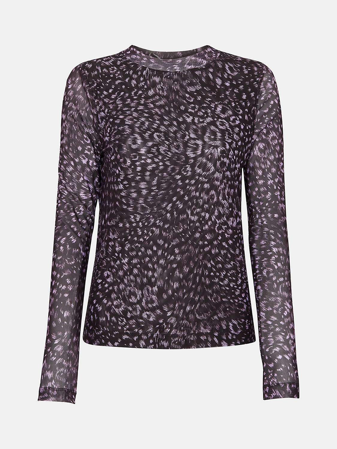 Buy Whistles Feather Leopard Print Mesh Top, Purple/Multi Online at johnlewis.com