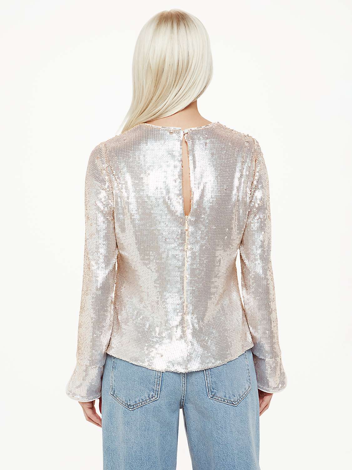 Buy Whistles Petite Sequin Tunic Top, Silver Online at johnlewis.com