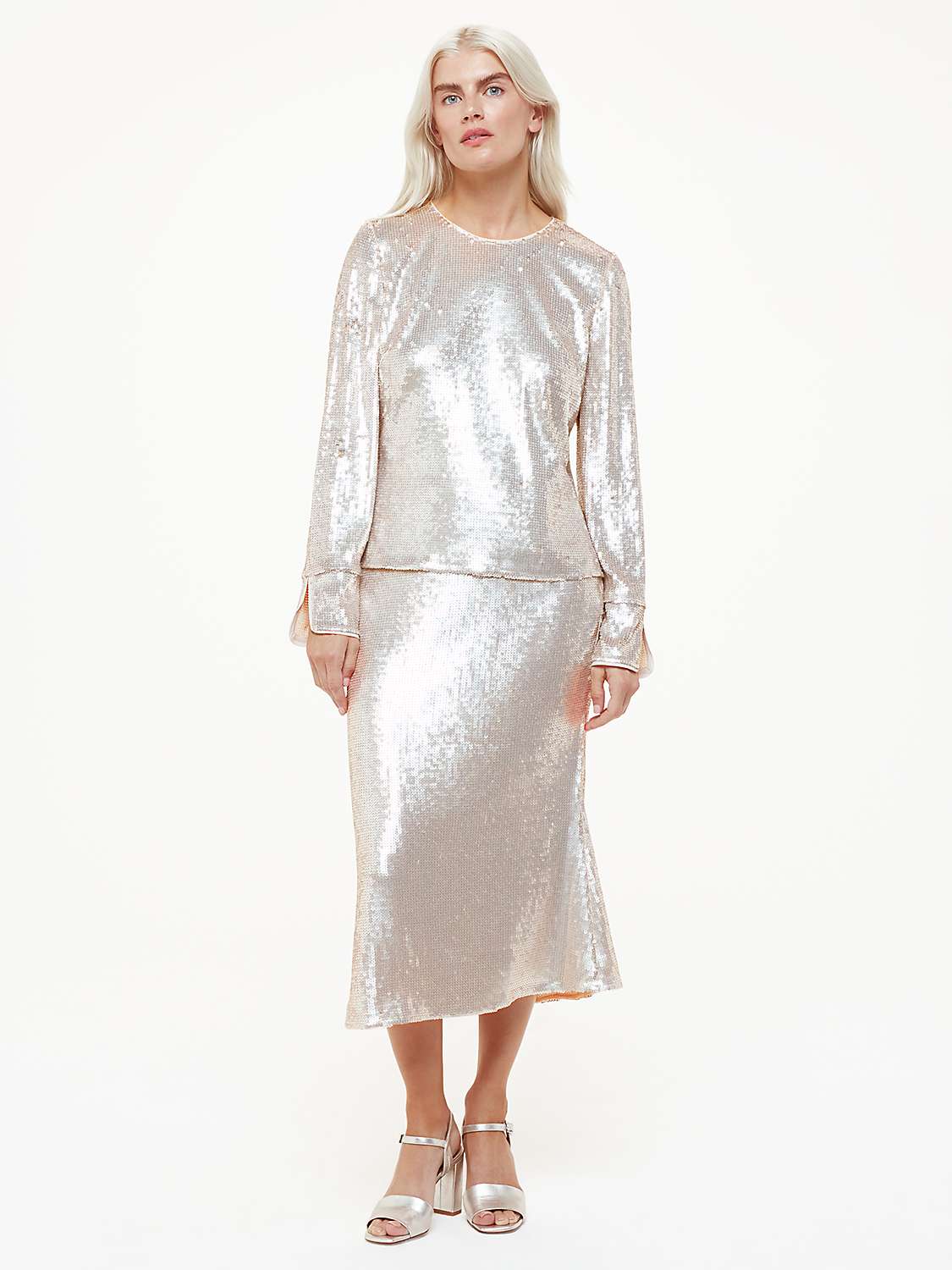 Buy Whistles Petite Sequin Tunic Top, Silver Online at johnlewis.com