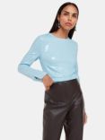 Whistles Minimal Sequin Top, Pale Blue