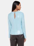 Whistles Minimal Sequin Top, Pale Blue