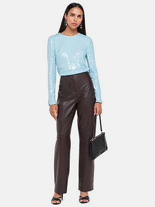 Whistles Minimal Sequin Top, Pale Blue