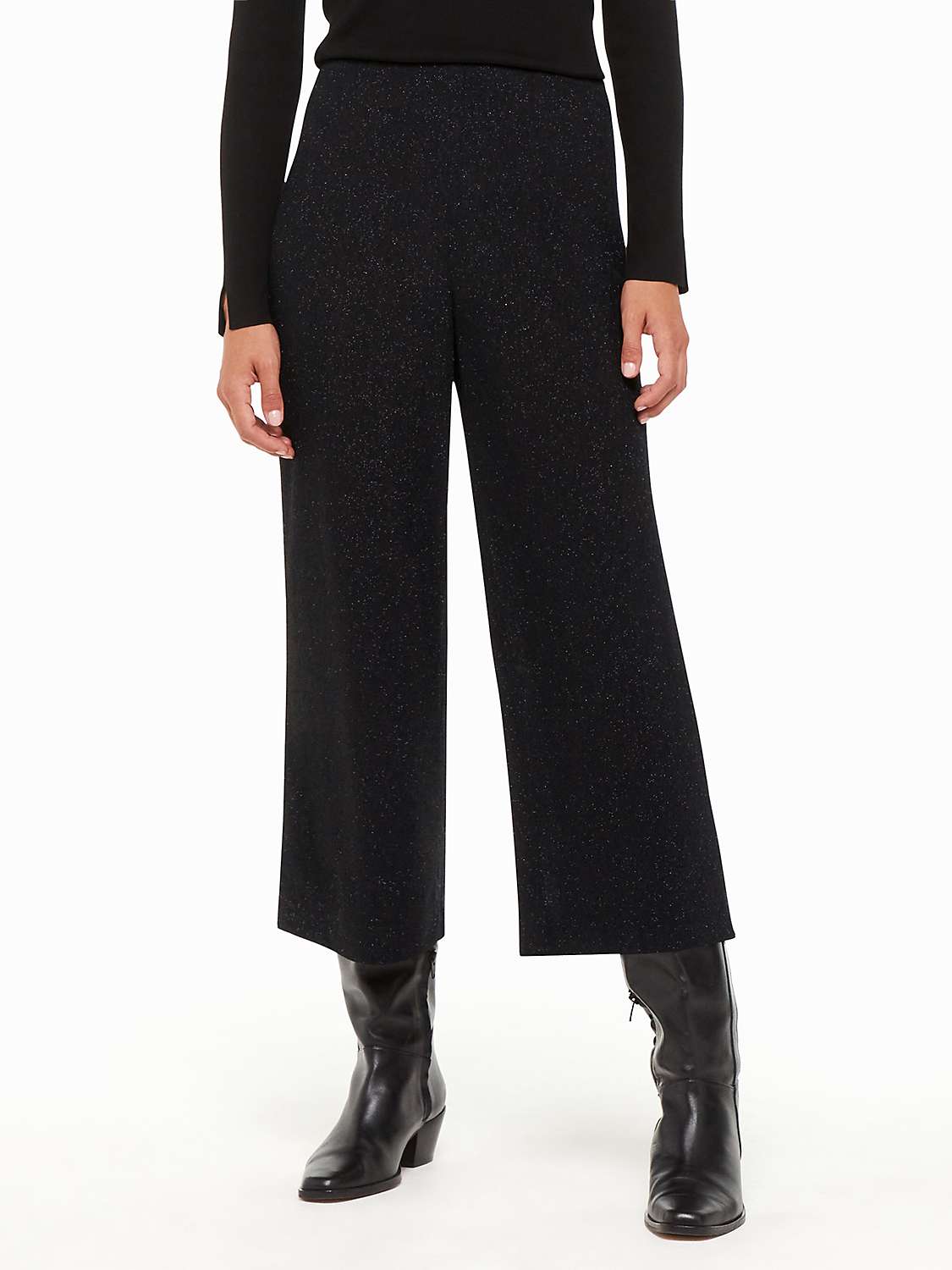 Buy Whistles Eva Sparkle Cropped Trousers, Black Online at johnlewis.com