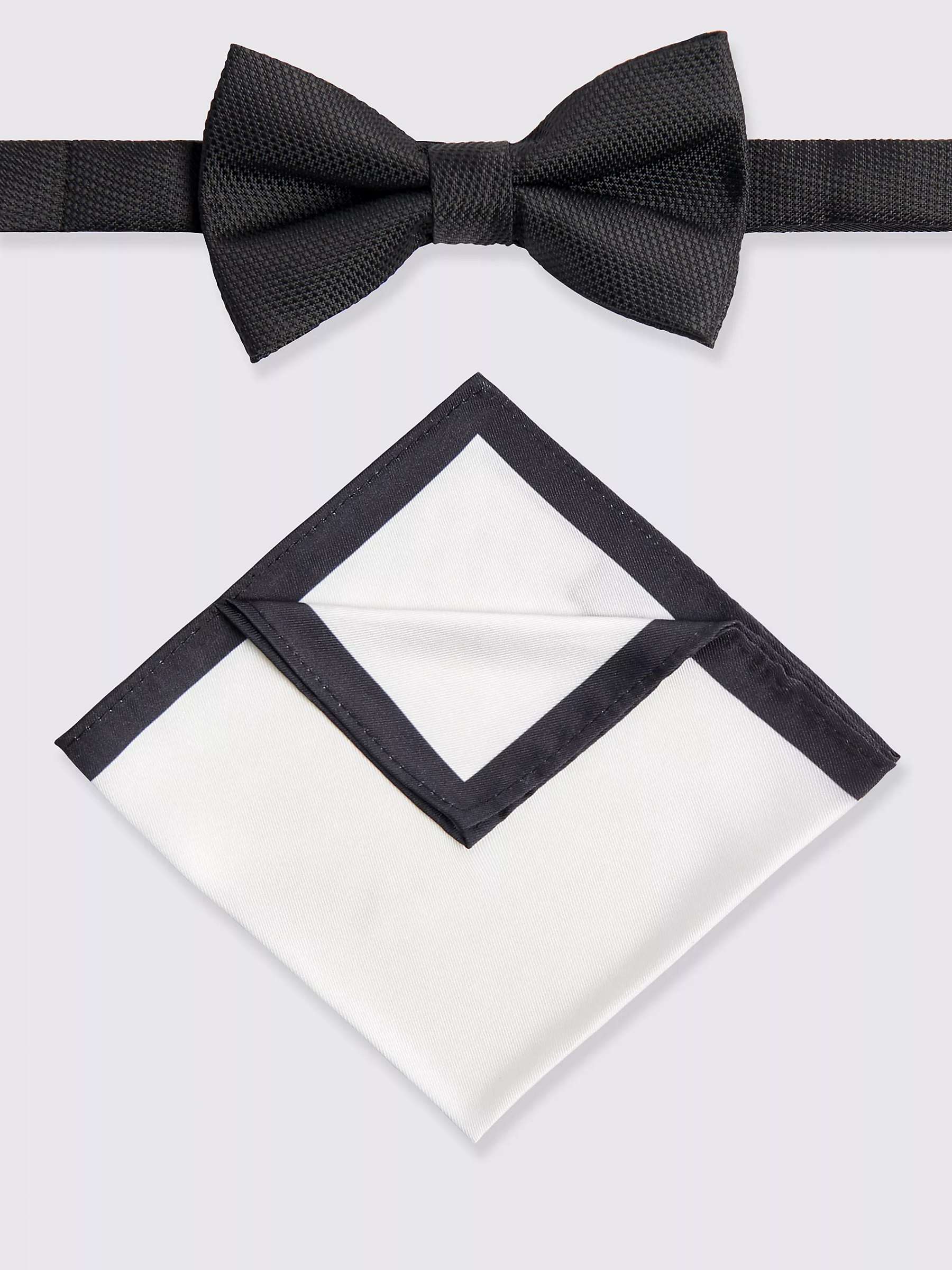 Buy Moss Textured Bow Tie & Pocket Square Set, Black/White Online at johnlewis.com
