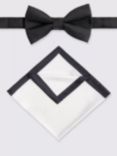 Moss Textured Bow Tie & Pocket Square Set, Black/White