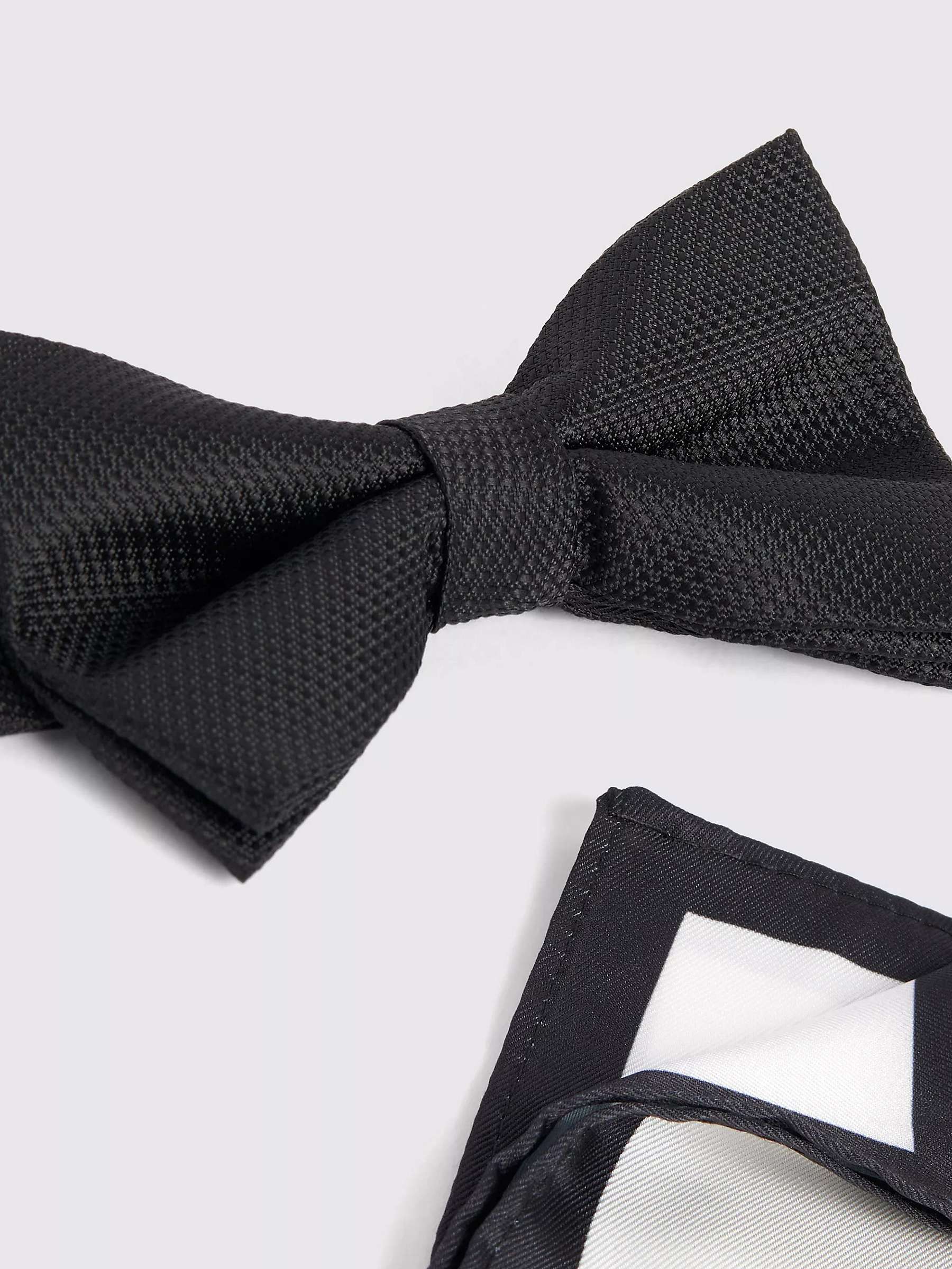 Buy Moss Textured Bow Tie & Pocket Square Set, Black/White Online at johnlewis.com