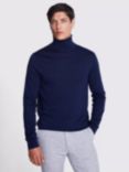 Moss Merino Wool Blend Roll Neck Jumper, Blue