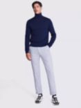 Moss Merino Wool Blend Roll Neck Jumper, Blue