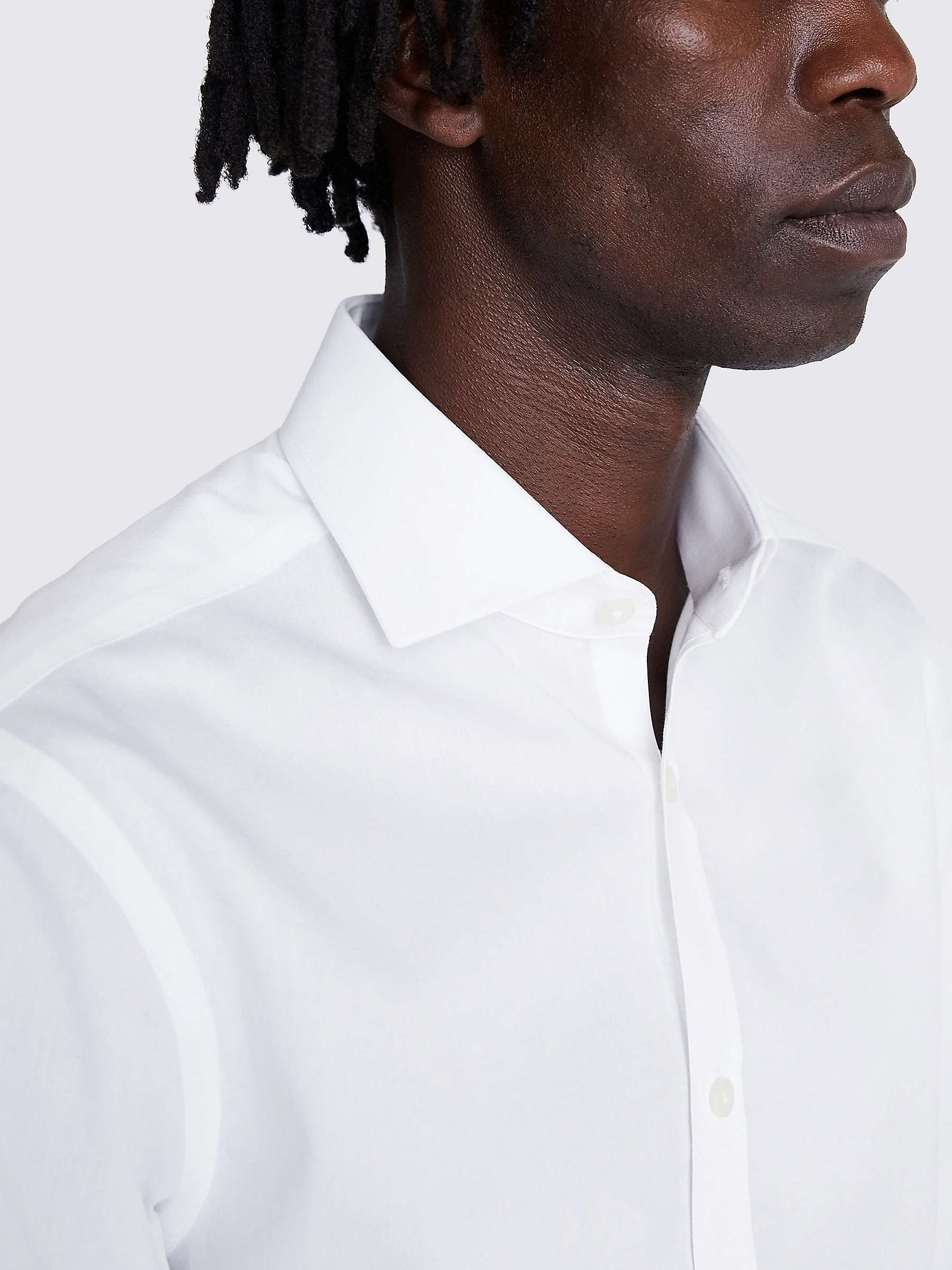 Buy Moss Slim Fit Cotton Poplin Zero Iron Shirt, White Online at johnlewis.com