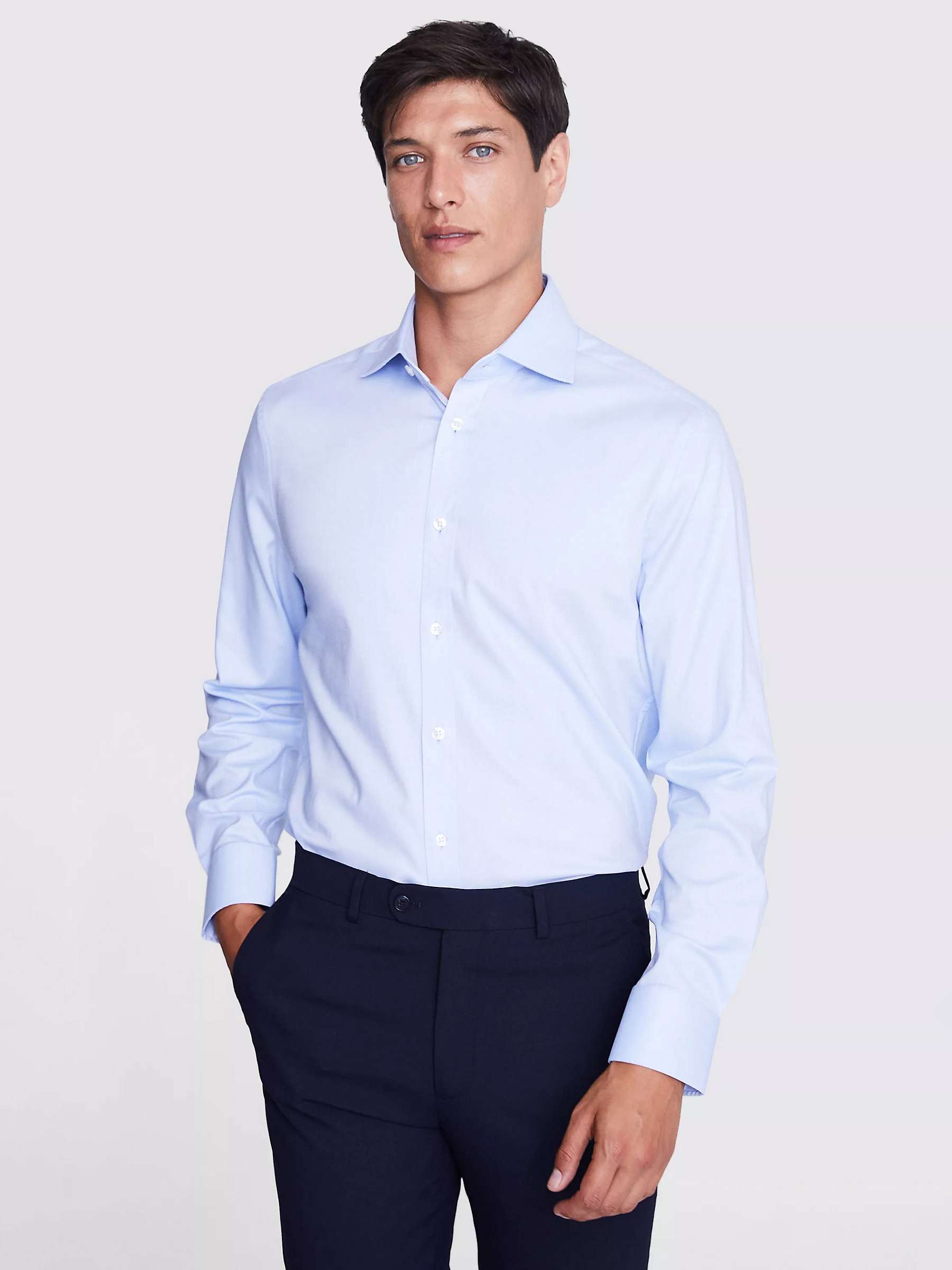 Buy Moss Tailored Fit Sky Dobby Cotton Blend Stretch Shirt Online at johnlewis.com